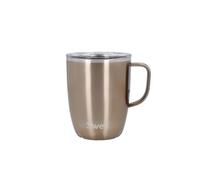 S'well Mug with Handle, Pyrite, 350ml. Vacuum Insulated Stainless Steel Travel Mug with Handle, On-The-Go Travel Cup with Slide-Open Lid - Dishwasher Safe