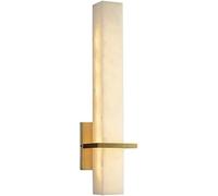 SWEMOPP Aplique de pared de piedra natural, mármol dorado moderno, tubo largo, iluminación de pared de vidrio, alabastro blanco, lámpara de tocador para baño, lámpara montada en la pared para cabecera