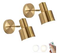 SWEMOPP Aplique de pared LED Juego de dos USB Recargable Funciona con pilas Brazo ajustable negro dorado Lámpara de pared de mediados de siglo Lámpara de pared inalámbrica de granja industrial vintage