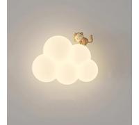 SWEMOPP Apliques De Pared Para Dormitorios Niñas Nube Apliques De Pared Para Guardería Animal Lindo Dibujos Animados Pantalla De Leche Blanca Aplique De Pared Lámpara LED Regulable Montada En La Pared