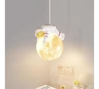 SWEMOPP Astronauta Lámparas Colgantes Modernas LED 3D Planeta Luna Lámpara Colgante para Dormitorio De Niños Lámpara Colgante De Techo De Mediados De Siglo Lámpara Linda para Niños para Niñas Habitaci