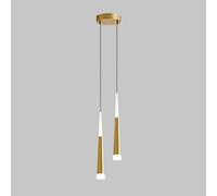 SWEMOPP Iluminación colgante lineal de 2 luces para isla de cocina, barra LED negra, lámpara colgante de tubo largo, lámpara colgante industrial de granja dorada vintage, lámpara colgante nórdica mode