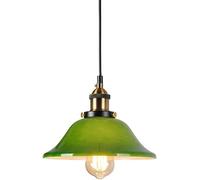 SWEMOPP Lámpara colgante de cristal verde grande para isla de cocina, lámpara de techo colgante de granja de oro antiguo, accesorios de iluminación individuales vintage, lámpara industrial para comedo
