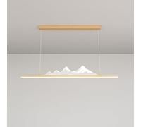 SWEMOPP Lámpara Colgante Lineal de Madera Lámpara Colgante Luz Minimalista Lámpara LED Regulable Granja Lámpara Colgante de Techo rústica Luces de Mesa de Billar para Comedor Cocina Isla Bar