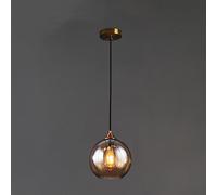 SWEMOPP Lámpara colgante negra moderna con bola de cristal ahumado, lámpara colgante de techo de granja, cristal ámbar cromado, lámpara industrial vintage para comedor, cocina, isla, restaurante, bar,
