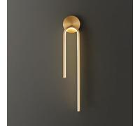 SWEMOPP Lámpara de pared de tubo largo LED para interiores, aplique de pared de pasillo moderno de latón, barra de entrada, lámpara lineal de oro cepillado para dormitorio, mesita de noche, sala de es