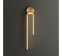 SWEMOPP Lámpara de pared de tubo largo LED para interiores, aplique de pared de pasillo moderno de latón, barra de entrada, lámpara lineal de oro cepillado para dormitorio, mesita de noche, sala de es