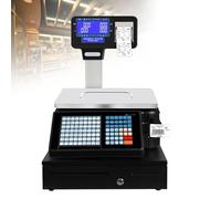 SWENEEN Barcode-Zähl-/Wiege-/Druckwaage, Digitale Preisauszeichnungs-LCD-Doppelanzeige, Wiegewaage für Obst, Gemüse und Fleisch