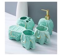 SWENEEN Birdcages - Juego de accesorios de baño modernos de 5 piezas, dispensador de jabón de cerámica, blanco, rosa, verde, para el hogar, hotel, baño, cocina, hotel, accesorios de baño, jaula de