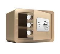 SWENEEN Cajón de seguridad ignífugo e impermeable, para el hogar, tamaño pequeño de 25 cm/30 cm de alto, con cerradura de código de llave para oficina en casa, dorado, 30 x 38 x 30 cm
