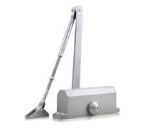 SWENEEN Cierrapuertas Automático Hidráulico con Amortiguador, De 25 Kg A 80 Kg, Velocidad Ajustable, Cierre Suave Y Silencioso, Fácil De Usar En El Hogar Y En Comercios (Posicion,Positioning Silver M