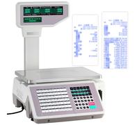 SWENEEN Digitale Preisberechnungswaage für den gewerblichen Einsatz, Etikettendruckwaage mit Thermodrucker, doppelseitigem LCD-Display, 63 Kurzbefehlstasten, für den Lebensmitteleinzelhandel