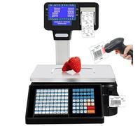 SWENEEN Digitale Preisberechnungswaage mit Thermodrucker, kommerzielles Display für Lebensmittel und Fleisch, 30 kg/66 lbs Kapazität, elektronische Barcode-Druckmaschine für Feinkost- und Obstmärkte