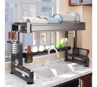 SWENEEN Escurridor De Platos De Acero Inoxidable para Colocar sobre El Fregadero, Escurridor De Platos para Encimera De Cocina, Escurridor De Metal, Organizador De Fregadero De G,B-66x29x51cm