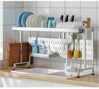 SWENEEN Escurridor De Platos Grande Y Extensible De Acero Inoxidable para Colocar sobre El Fregadero. Escurridor De Cocina Estable para Fregaderos Individuales O Dobles. Color Pl,Silver-4868cm