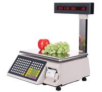 SWENEEN Etikettendruck-Waage mit Anzeige, Preisberechnung, kommerzielle Digitale Zählwaage mit 15 kg/33 LB Kapazität, Display und Drucker für Supermärkte