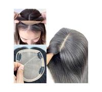 SWENEEN Extensiones De Cabello para Cabello Fino, Extensiones para Mujeres, Cabello Humano Real De 15 * 17 Cm, Base De Seda, Piezas con Clip, Parte Central Negra Natural, Liso, Par,10 Inches