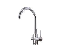 SWENEEN Grifo De Cocina con Filtro De 3 Vías, Mezclador Negro para Fregadero con Caño Giratorio De 360°, Purificador De Agua Potable para Fregadero De Cocina Y Diseño Elegante, C,Chrome