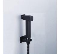 SWENEEN Pulverizador portátil de bidé para inodoro, grifo de bidé frío individual con botón, kit de ducha de latón macizo negro mate, juego de ducha cuadrado, D, juego C