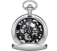 SWEPERFQ Reloj de bolsillo, reloj de bolsillo, reloj de bolsillo mecánico para hombre, esfera de esqueleto, collar, colgante, cadena para hombre, relojes, oro, oro, negro plateado, talla única