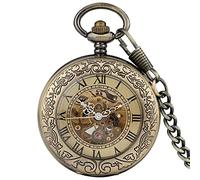 SWEPERFQ Relojes, Relojes, Reloj de Bolsillo de Bronce Antiguo for Hombre y Mujer, Reloj Fob con Cadena de Bolsillo, Reloj Retro Solamente