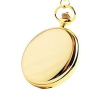 SWEPERFQ Relojes, Relojes, Reloj de Bolsillo de Cuarzo Pulido de Plata Retro, Cadena Colgante, Relojes Fob Lisos, Oro (Color : Gold)