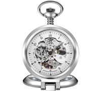 SWEPERFQ Relojes, Relojes, Relojes de Bolsillo y Fob Plateados Reloj Reloj de Bolsillo for Hombre Esqueleto de Cuerda Manual con cadena-JM06, China (Color : Silver, Size : China)