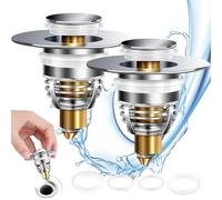 Swetfela 2 Piezas Tapon Lavabo,32-42mmTapóN de Lavabo Universal con 4 Juntas de Silicona,Acero Inoxidable Tapon Lavabo Baño Cesta Antiobstrucción,Tapón Lavabo Universal para Lavabo para Cocina y Baño