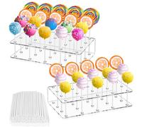 Swetfela 2 soportes para cake pops con 100 tallos para cake pops, cake pop, soporte para tartas para Halloween, cumpleaños, bodas y fiestas de bebé