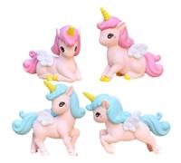 SWETRACE 4 Piezas Pequeños Adornos de Unicornio Decoraciones Adorables para Micro Paisajes Figuras Resistentes y Compactas para Tartas Jardines y
