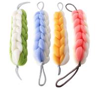 SWETRACE 4 Tiras Exfoliantes para Baño Tejidos a Mano, Depurador Corporal para Mujeres y Hombres, Estropajo Largo para Espalda en Colores Rosa, Verde, Azul y Amarillo, Accesorios de Ducha