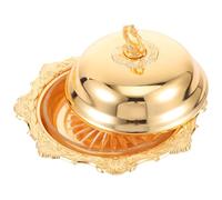 SWETRACE Bandeja Decorativa de Aleación de Aluminio y Vidrio Dorada para Servir Frutos Secos y Dulces Capacidad Adecuada para Cocina y Fiestas, Multifuncional y Resistente a Deformaciones