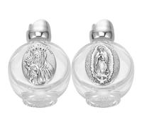SWETRACE Botellas Decorativas de Vidrio Forma de Rosa, Tamaño Pequeño 7x4x2 Cm, Botella de Agua Católica Portátil, Set de 2 Piezas Plata para Uso en Viaje y Decoración Religiosa