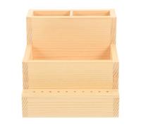 SWETRACE Caja de Almacenamiento de Dos Niveles para Manicura, Organizador de Escritorio Pequeño de Madera Natural, Soporte Pragmático para Brochas de Maquillaje y Cosméticos para Tocador