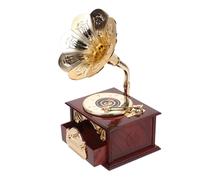 SWETRACE Caja de Música Decorativa Vintage Fonógrafo Marrón de Abs, Adorno para Centros de Mesa y Decoración del Hogar, Caja de Melodía para Festivales y Regalos de Cumpleaños, Decoración