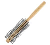 SWETRACE Cepillo de Pelo Rizado Pequeño de Madera Cerdas de Nailon, Peine Redondo para Secado Secador, Mango Ergonómico de Schima Superba para Peinado Cómodo en Casa