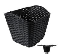 SWETRACE Cesta para Bicicleta de Crucero con Gran Capacidad, Cesta Delantera de Plástico Negro con Tapa, Estilo Retro para Paseos de Ocio Cómodos