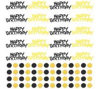 SWETRACE Confeti para Decoración de Cumpleaños Negro y Dorado, Confeti de Pvc Resistente en Círculos Mixtos, Bolsa para Mesa de Fiesta, Adorno Multiusos para Llenar Globos y Manualidades