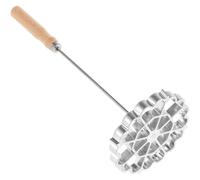 SWETRACE Cuchara para Freír Snacks Mango de Madera, Cuchara de Acero Inoxidable Pequeña, Molde Hueco para Buñuelos y Panqueques, Utensilio Antiadherente para Cocina Doméstica