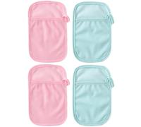 SWETRACE Guantes de Baño Textura Suave y Anillo para Pulgar de Poliéster y Algodón 4 Piezas Ideales para Shower y Cuidado Delicado Color Aleatorio para Ñiño