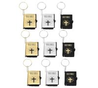 SWETRACE Llaveros Bíblicos Miniatura 9 Piezas, Llavero de Libro Santa Biblia en Color Dorado, Negro y Plateado, Adornos Religiosos para Mochila y Decoración, Obsequio Cristiano para
