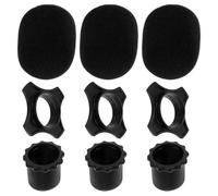 SWETRACE Protectores de Micrófono de Esponja Negra para Casa y Reportajes, Funda Gruesa Protección contra Saliva y Viento, 3 Juegos Incluidos