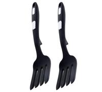 SWETRACE Tenedor de Cocina Flexible de Silicona Negro, 2 Piezas Resistentes al Calor, Utensilios Multifunción para Mezclar y Servir en Cocina