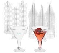 SWEWARM 72 vasos de martini de plástico transparente, vasos de cóctel desechables de 6 onzas, tazas de postre, copas de champán de un solo uso, vasos transparentes fáciles de montar para fiestas en la