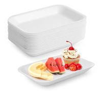 SWEWARM Juego de bandejas desechables de espuma blanca, 60 platos de alimentos de supermercado para barbacoa, parrilla, asado, carne, frutas, aves de corral y pintura artesanal, impresión escolar