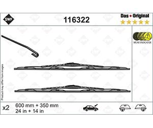 SWF Das Original 2x Limpiaparabrisas 116322 - Delanteras - 600 mm / 350 mm | Juego de 2 Escobillas Convencionales