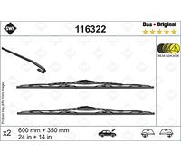 SWF Das Original Escobilla - 116322 - Kit de Escobillas Limpiaparabrisas Convencionales Duraderas y Resistentes para Todas las Estaciones 600mm/350mm - Delanteras - Juego de 2