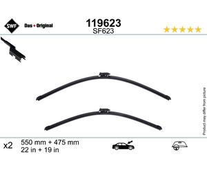 SWF Wischblatt Flachbalkenwischer Delantero para MG ZP2 ZS32, 2x 22"/19"