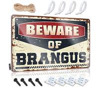 SWFG Cave Man Bar Beware of Brangus Sign in Home Bar Letrero de metal clásico (20 x 30 cm)