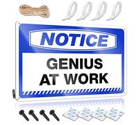 SWFG Letrero de lata divertido para decoración del hogar, diseño de genio en el trabajo, estilo vintage, 20 x 30 cm